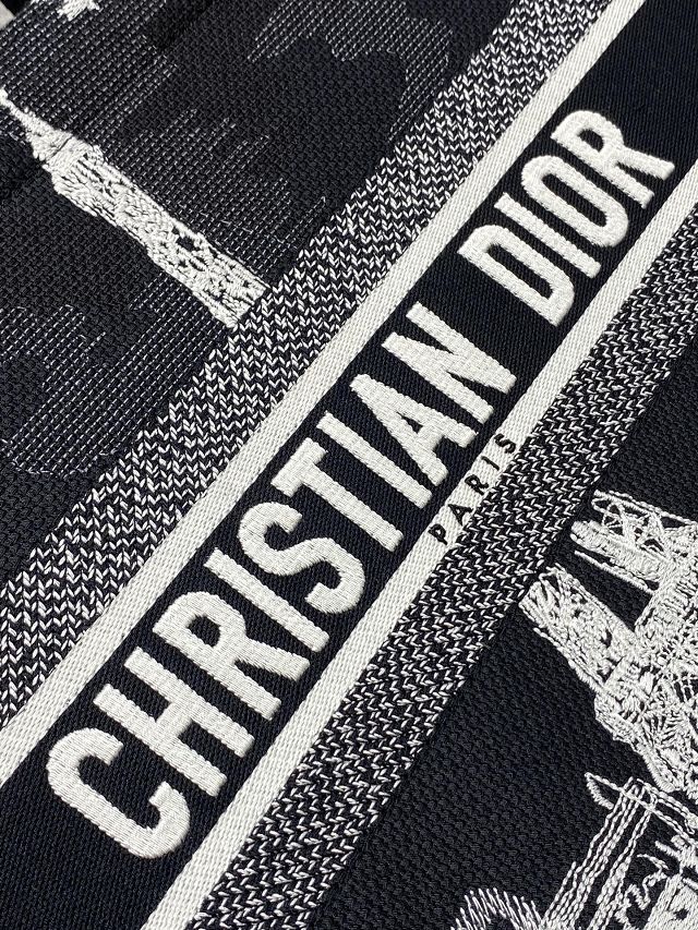Dior original cotton medium book tote bag M1296 black