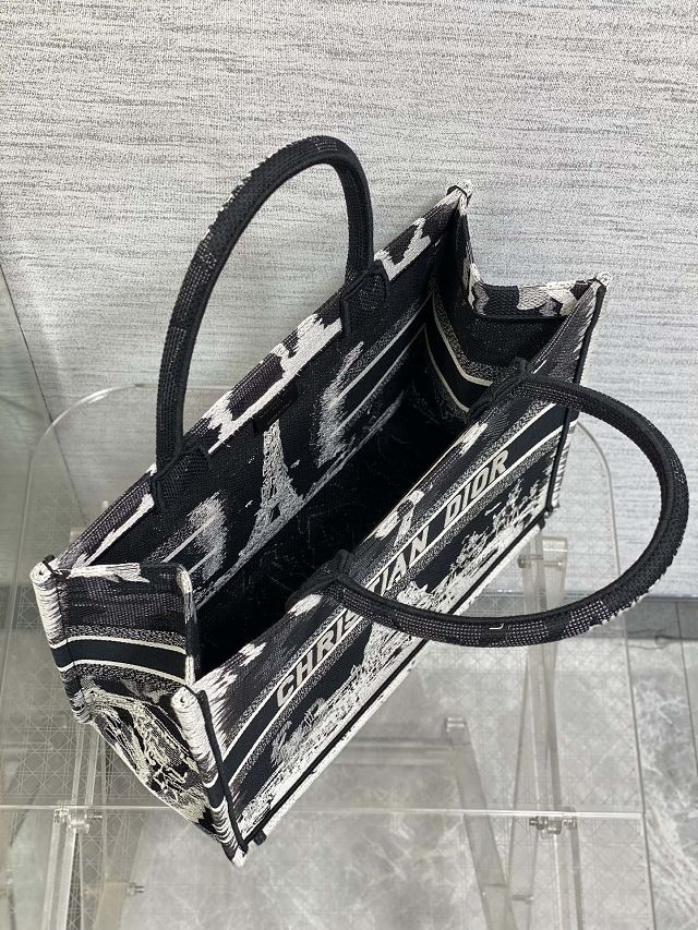Dior original cotton medium book tote bag M1296 black