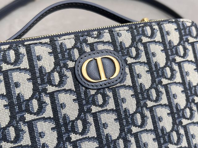 Dior original cotton montaigne east-west bag S2378 blue