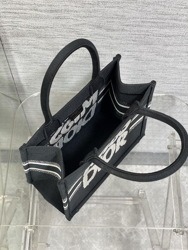 Dior original cotton small book tote bag M1265 black