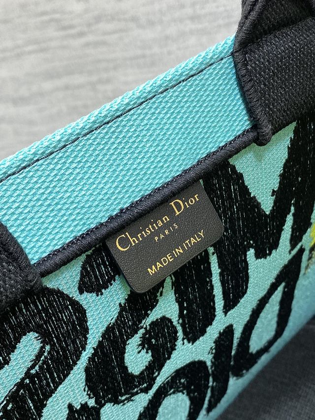 Dior original cotton small book tote bag M1265 green