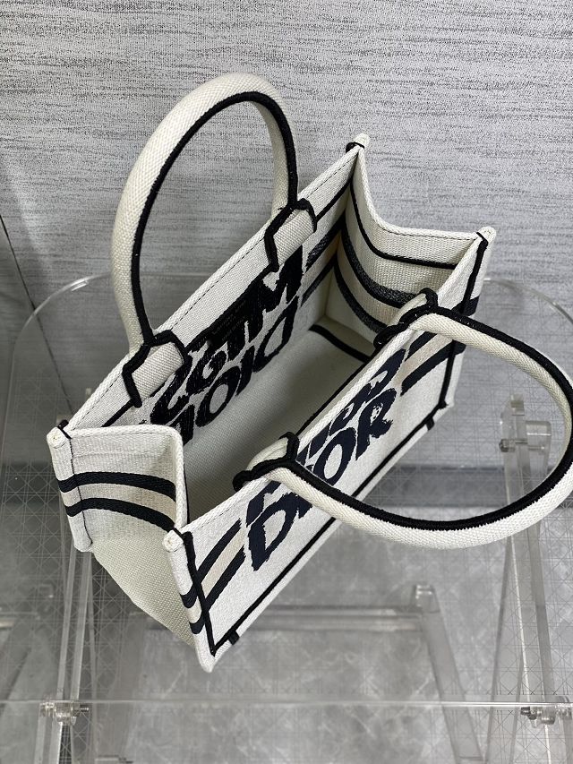 Dior original cotton small book tote bag M1265 white