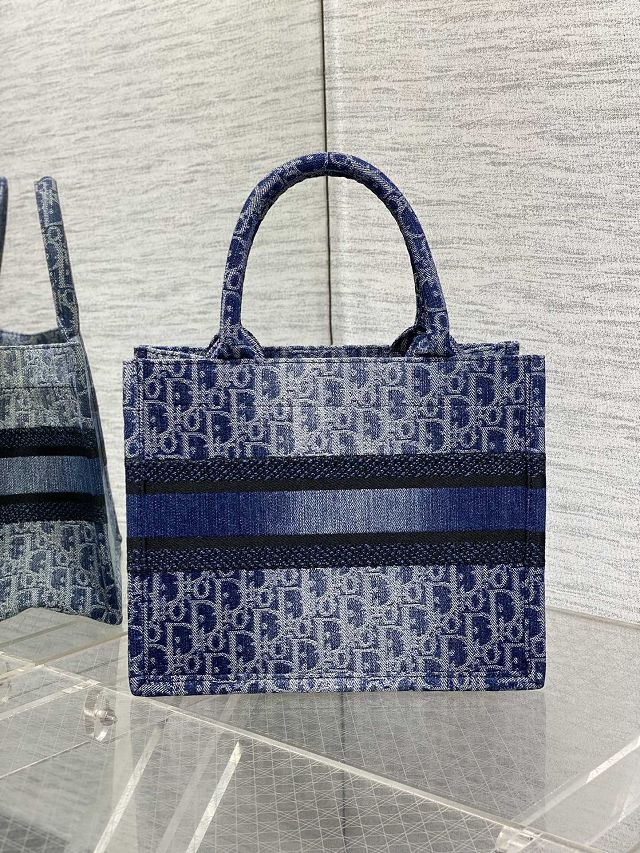 Dior original denim small book tote bag M1265 blue