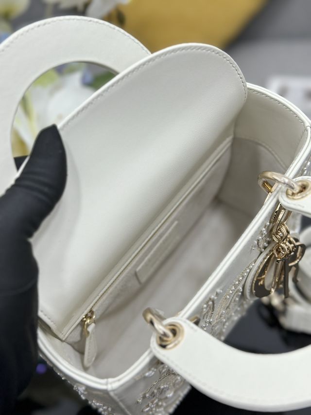 Dior original lambskin mini lady bag M0505 white