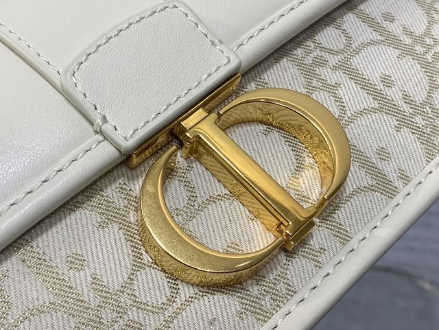 Dior original calfskin&cotton 30 montaigne east-west bag M9334 white