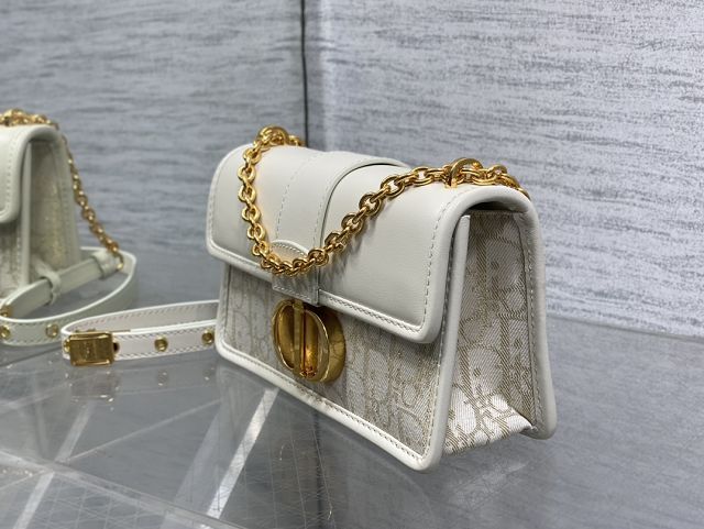 Dior original calfskin&cotton 30 montaigne east-west bag M9334 white