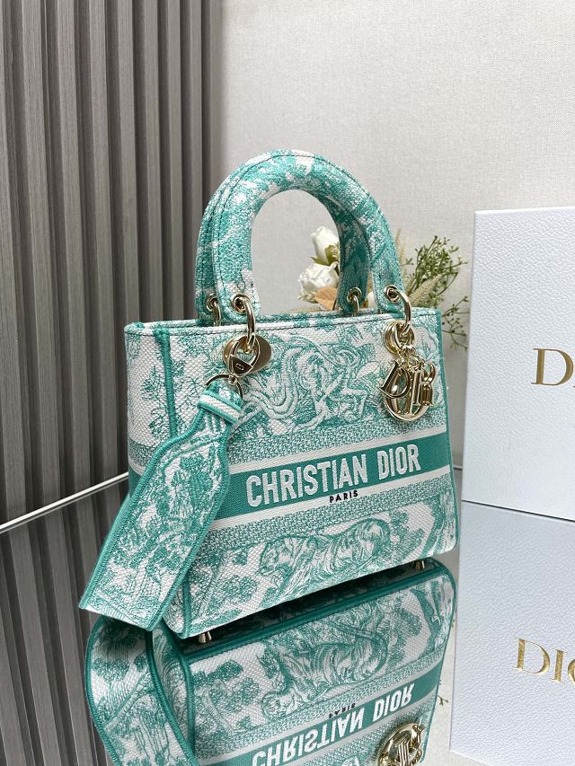 Dior original cotton medium lady bag M0565 green
