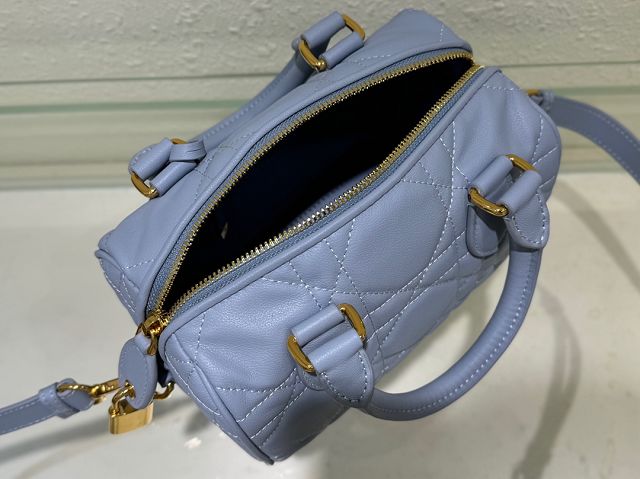 Dior original calfskin groove 20 bag M1364 light blue