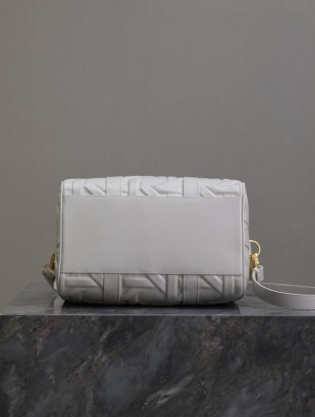Dior original calfskin groove 25 bag M1365-2 white