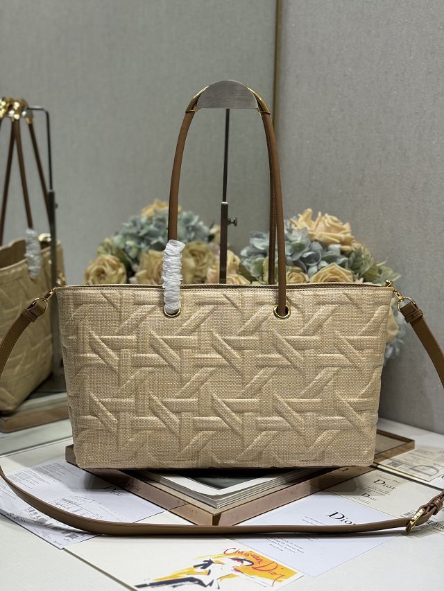 Dior original raffia medium toujours tote bag M1166 apricot