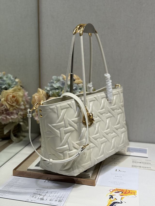 Dior original calfskin large toujours tote bag M1167 white