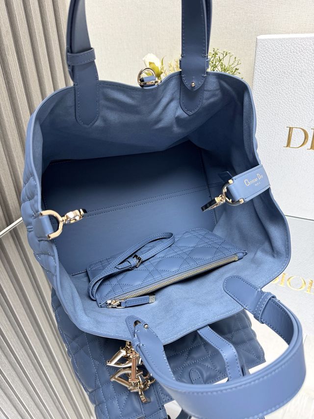 Dior original calfskin medium toujours bag M2821 denim blue