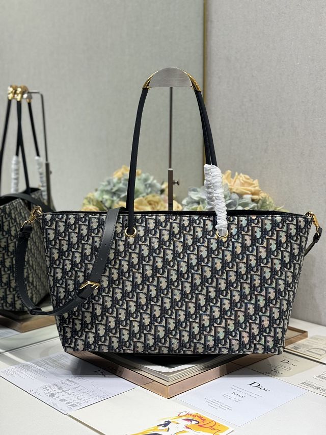 Dior original cotton large toujours tote bag M1167 blue