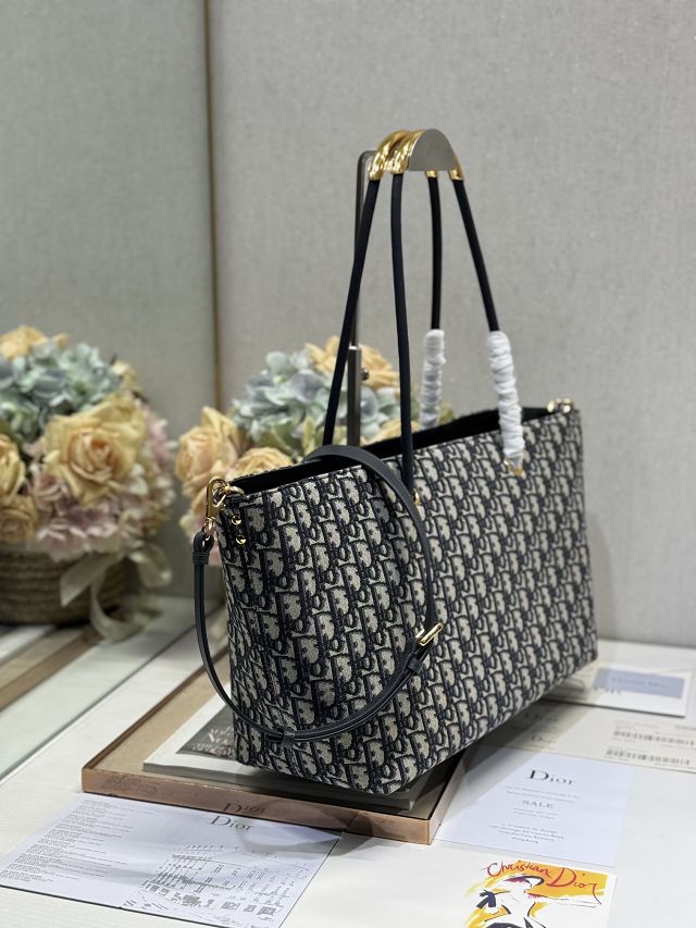 Dior original cotton large toujours tote bag M1167 blue