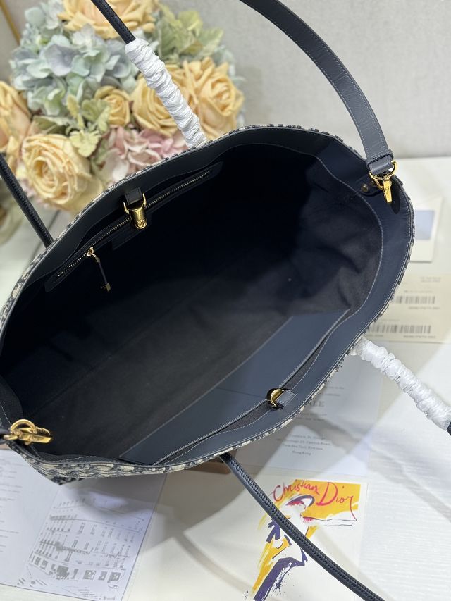 Dior original cotton large toujours tote bag M1167 blue