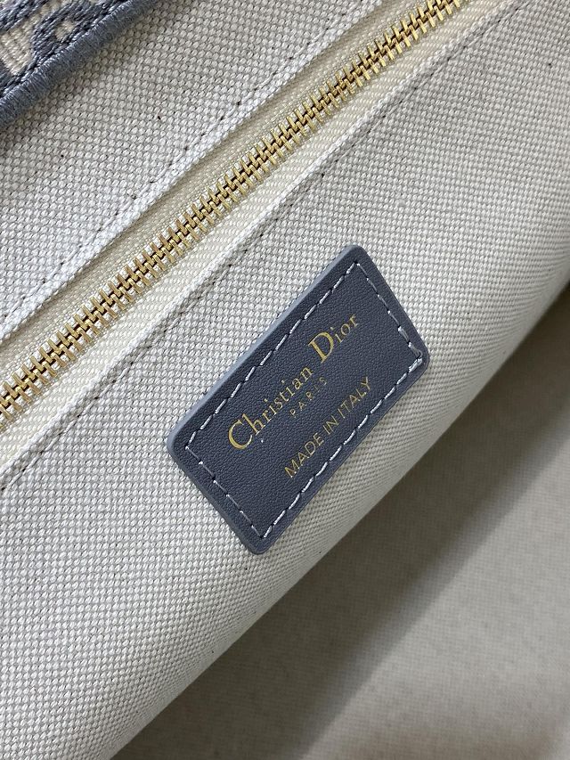 Dior original cotton&calfskin medium book tote bag M1324 grey