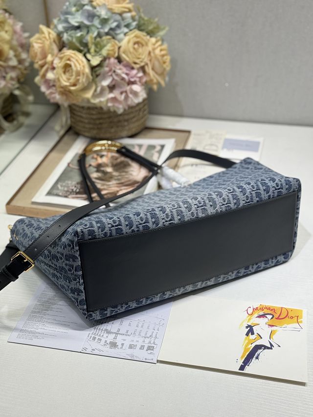 Dior original denim large toujours tote bag M1167 blue