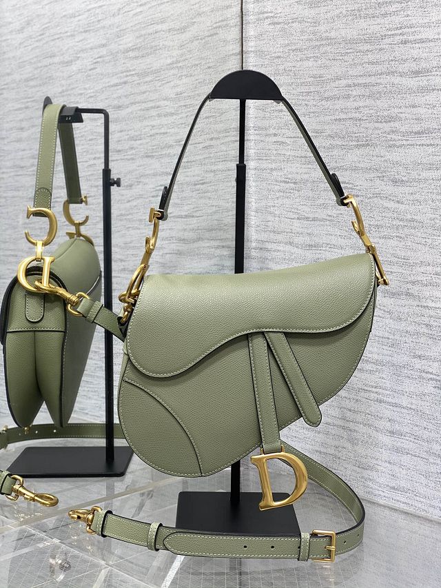 Dior original grained calfskin saddle bag M0455 cedar green