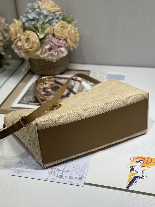 Dior original raffia large toujours tote bag M1167 apricot