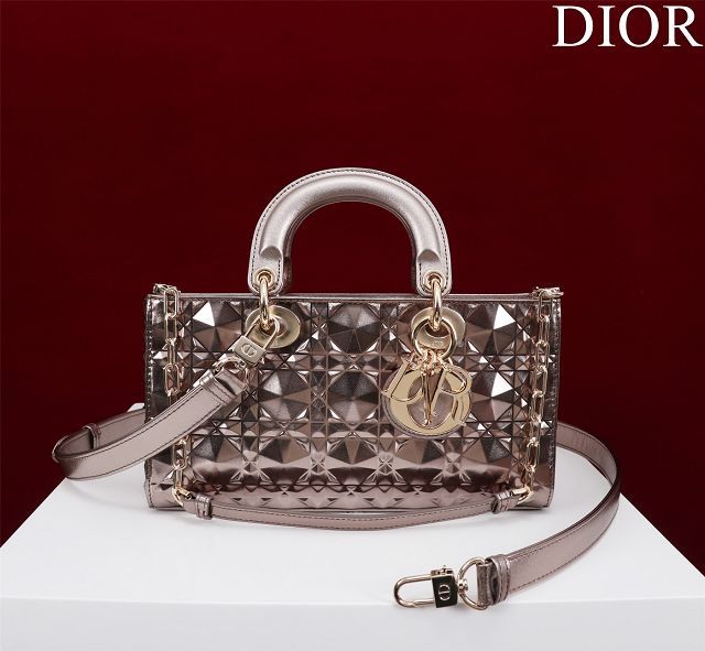 Dior original calfskin medium lady D-Joy bag M0540 brozen