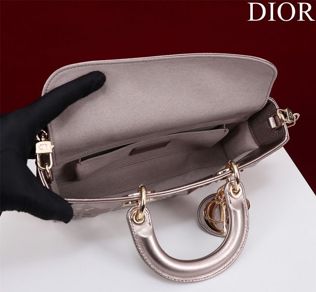 Dior original calfskin medium lady D-Joy bag M0540 brozen