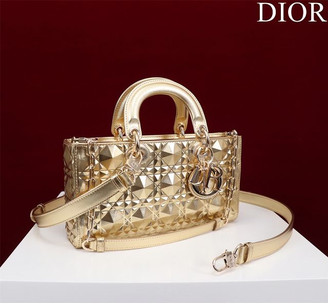 Dior original calfskin medium lady D-Joy bag M0540 gold
