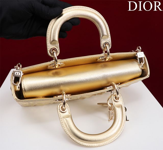 Dior original calfskin medium lady D-Joy bag M0540 gold