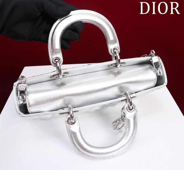 Dior original calfskin medium lady D-Joy bag M0540 silver
