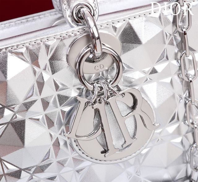 Dior original calfskin medium lady D-Joy bag M0540 silver