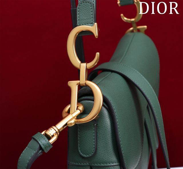 Dior original grained calfskin saddle bag M0455 green