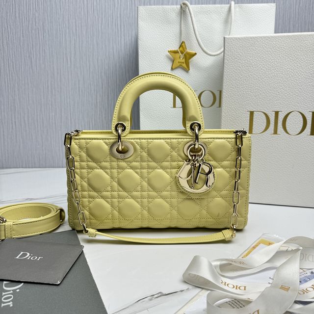 Dior original lambskin medium lady D-Joy bag M0540 yellow