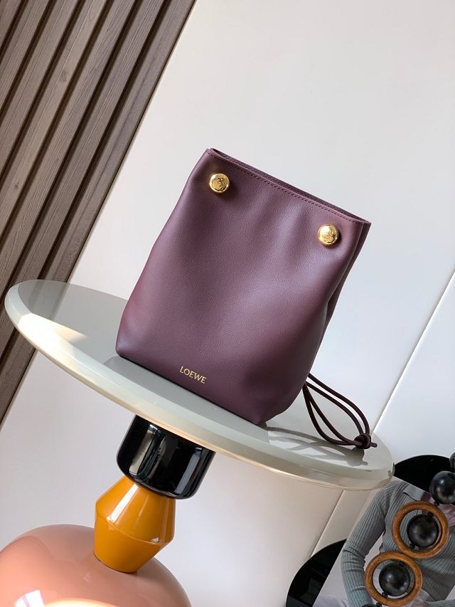 Loewe original calfskin pebble pouch BS01748 burgundy