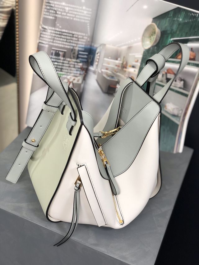 Loewe original calfskin medium hammock bag A538S35 white&green