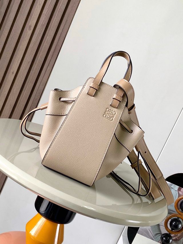 Loewe original grained calfskin mini hammock bag A538H11 light apricot