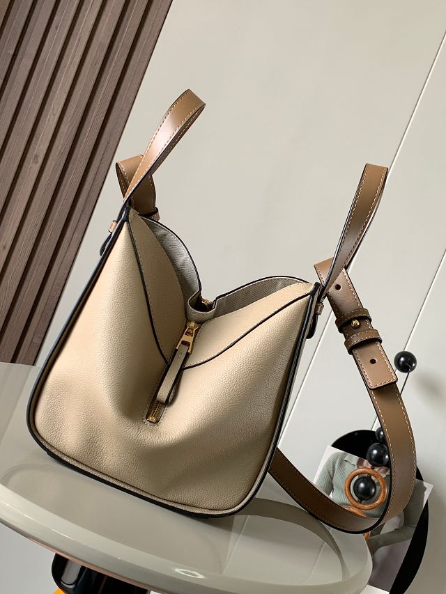 Loewe original grained calfskin small hammock bag A538H13 light apricot