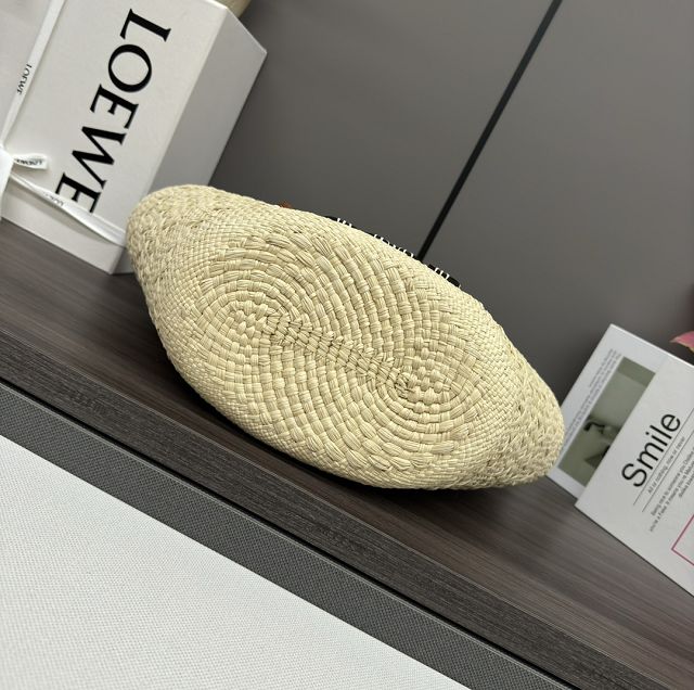 Loewe iraca palm&calfskin small anagram basket bag A223P65 tan