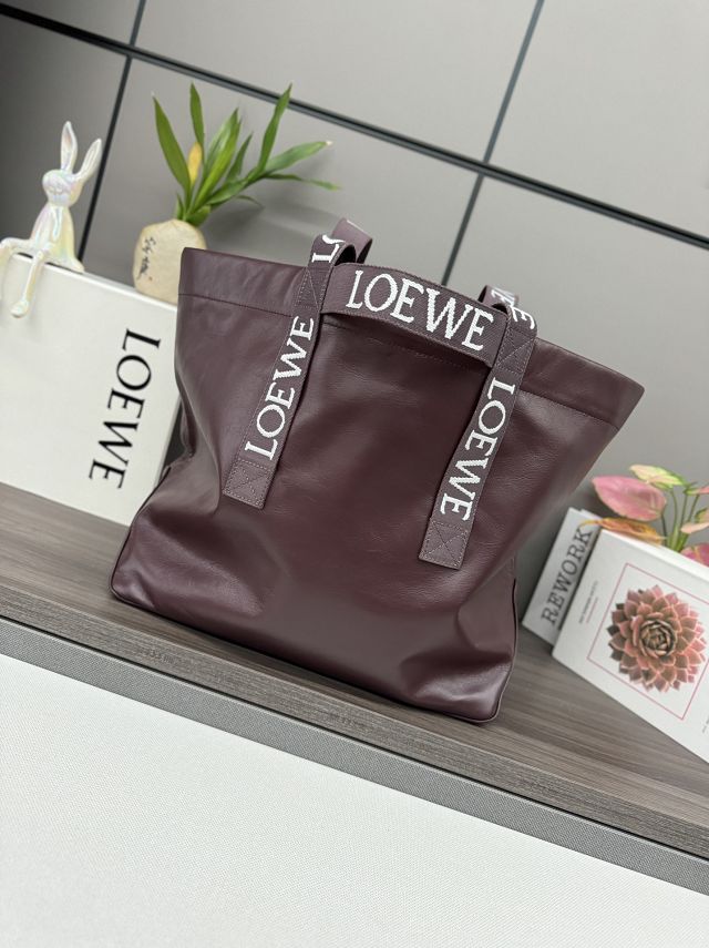 Loewe original calfskin fold shopper bag B507X23 burgundy