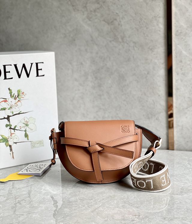 Loewe original calfskin mini gate dual bag A650N46 brown