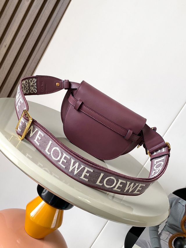 Loewe original calfskin mini gate dual bag A650N46 burgundy
