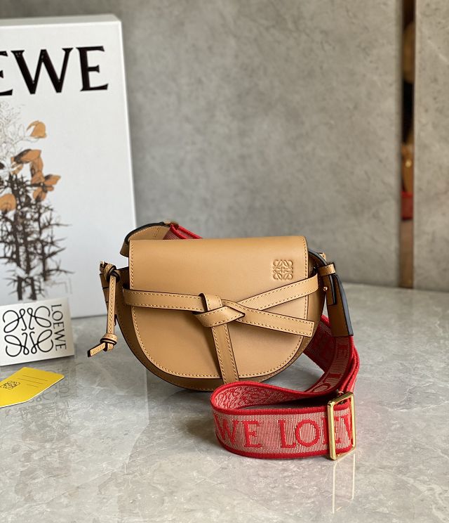 Loewe original calfskin mini gate dual bag A650N46 caramel