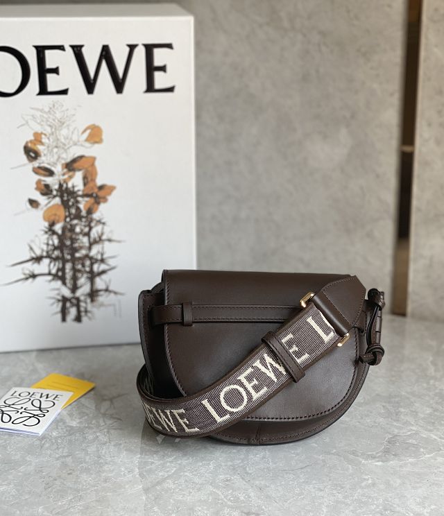 Loewe original calfskin mini gate dual bag A650N46 dark coffee