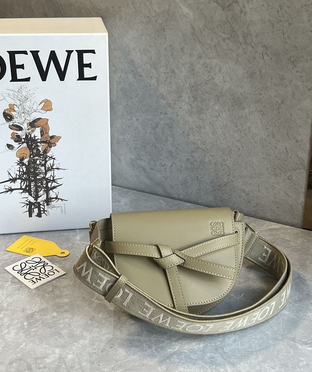 Loewe original calfskin mini gate dual bag A650N46 khaki green