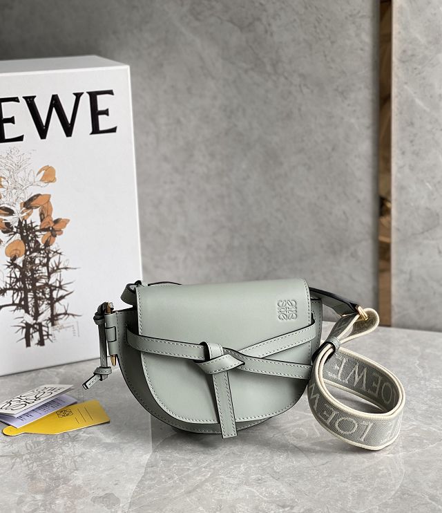 Loewe original calfskin mini gate dual bag A650N46 light grey