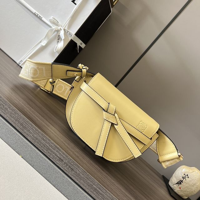 Loewe original calfskin mini gate dual bag A650N46 yellow