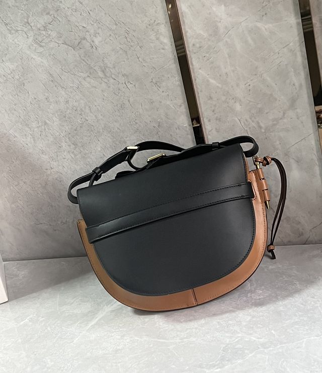 Loewe original calfskin small gate dual bag A650T20 black&brown
