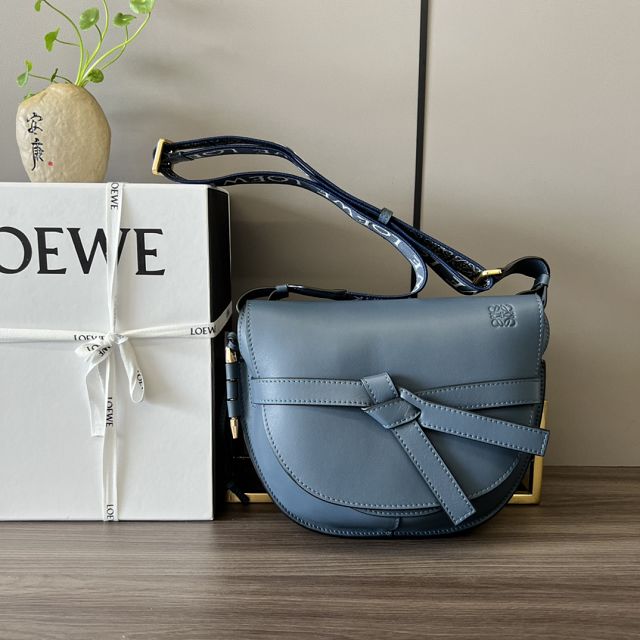 Loewe original calfskin small gate dual bag A650T20 dark blue