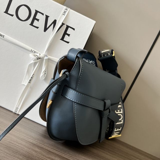 Loewe original calfskin small gate dual bag A650T20 dark blue