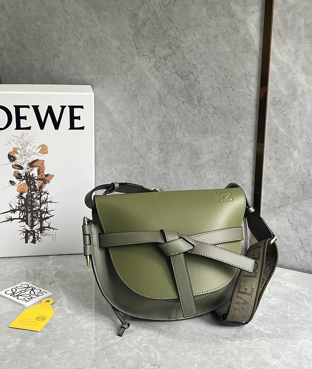 Loewe original calfskin small gate dual bag A650T20 green