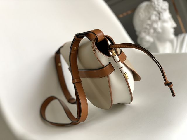Loewe original calfskin small gate dual bag A650T20 sand&white