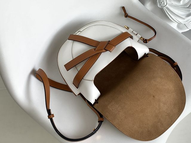 Loewe original calfskin small gate dual bag A650T20 sand&white